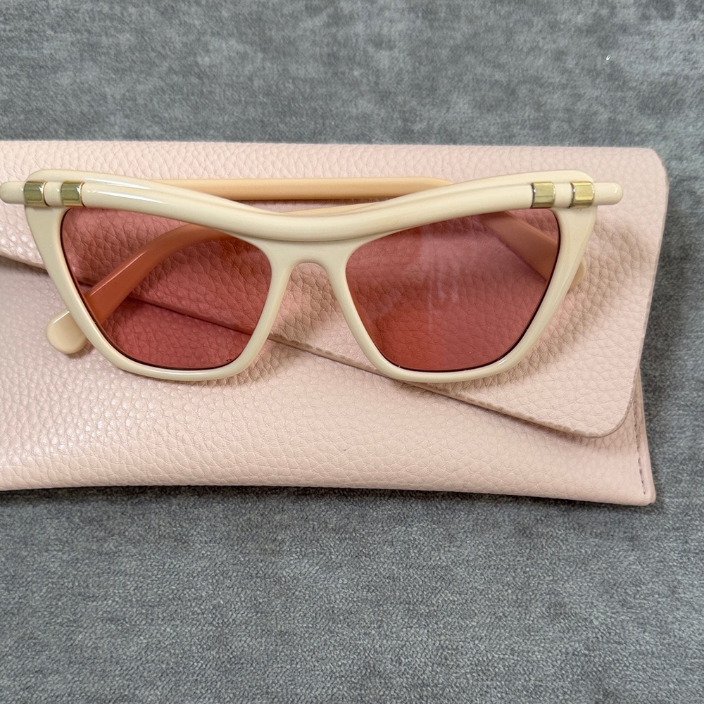 Zimmerman Cateye Cream Sunglasses with Pink Case - Picture 8 of 8